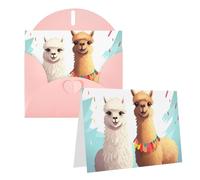 Blank Greetings Card 4'' X 6'' With Envelopes, Llama Alpaca Thank You Cards Note Cards Pink All Occasion Cards For Christmas Holidays Birthday Graduation Anniversaries