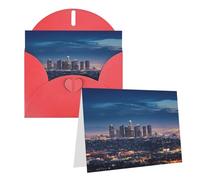 Blank Greetings Card 4'' X 6'' With Envelopes, Los Angeles Skyline Thank You Cards Note Cards Red All Occasion Cards For Christmas Holidays Birthday Graduation Anniversaries