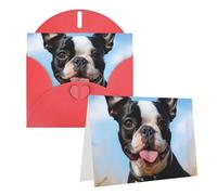 Blank Greetings Card 4'' X 6'' With Envelopes, Lovely Boston Terrier Thank You Cards Note Cards Red All Occasion Cards For Christmas Holidays Birthday Graduation Anniversaries