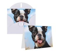 Blank Greetings Card 4'' X 6'' With Envelopes, Lovely Boston Terrier Thank You Cards Note Cards White All Occasion Cards For Christmas Holidays Birthday Graduation Anniversaries