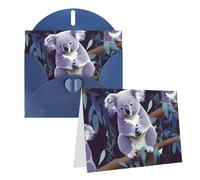 Blank Greetings Card 4'' X 6'' With Envelopes, Lovely Koala Thank You Cards Note Cards Blue All Occasion Cards For Christmas Holidays Birthday Graduation Anniversaries