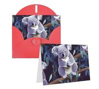 Blank Greetings Card 4'' X 6'' With Envelopes, Lovely Koala Thank You Cards Note Cards Red All Occasion Cards For Christmas Holidays Birthday Graduation Anniversaries