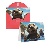 Blank Greetings Card 4'' X 6'' With Envelopes, Lovely Sea Otter Print Thank You Cards Note Cards Red All Occasion Cards For Christmas Holidays Birthday Graduation Anniversaries