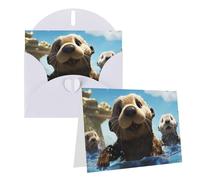 Blank Greetings Card 4'' X 6'' With Envelopes, Lovely Sea Otter Print Thank You Cards Note Cards White All Occasion Cards For Christmas Holidays Birthday Graduation Anniversaries