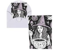 Blank Greetings Card 4'' X 6'' With Envelopes , Magic Witch Witchcraft Bohemian Drawing Thank You Cards Note Cards White All Occasion Cards For Christmas Holidays Birthday Graduation Anniversaries