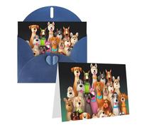 Blank Greetings Card 4'' X 6'' With Envelopes, Many Cute Dogs Thank You Cards Note Cards Blue All Occasion Cards For Christmas Holidays Birthday Graduation Anniversaries