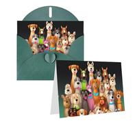 Blank Greetings Card 4'' X 6'' With Envelopes, Many Cute Dogs Thank You Cards Note Cards Dark Green All Occasion Cards For Christmas Holidays Birthday Graduation Anniversaries