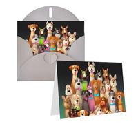 Blank Greetings Card 4'' X 6'' With Envelopes, Many Cute Dogs Thank You Cards Note Cards Gray All Occasion Cards For Christmas Holidays Birthday Graduation Anniversaries