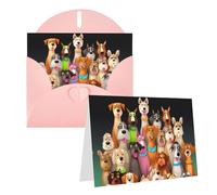 Blank Greetings Card 4'' X 6'' With Envelopes, Many Cute Dogs Thank You Cards Note Cards Pink All Occasion Cards For Christmas Holidays Birthday Graduation Anniversaries