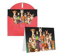 Blank Greetings Card 4'' X 6'' With Envelopes, Many Cute Dogs Thank You Cards Note Cards Red All Occasion Cards For Christmas Holidays Birthday Graduation Anniversaries