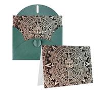 Blank Greetings Card 4'' X 6'' With Envelopes, Mayan Calendar End Of The World Thank You Cards Note Cards Dark Green All Occasion Cards For Christmas Holidays Birthday Graduation Anniversaries