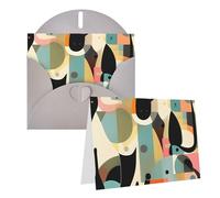 Blank Greetings Card 4'' X 6'' With Envelopes, Mid-Century Modern Art Cat Thank You Cards Note Cards Gray All Occasion Cards For Christmas Holidays Birthday Graduation Anniversaries