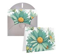 Blank Greetings Card 4'' X 6'' With Envelopes, Mint Green Watercolor Daisy Thank You Cards Note Cards Gray All Occasion Cards For Christmas Holidays Birthday Graduation Anniversaries