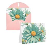 Blank Greetings Card 4'' X 6'' With Envelopes, Mint Green Watercolor Daisy Thank You Cards Note Cards Pink All Occasion Cards For Christmas Holidays Birthday Graduation Anniversaries