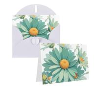 Blank Greetings Card 4'' X 6'' With Envelopes, Mint Green Watercolor Daisy Thank You Cards Note Cards White All Occasion Cards For Christmas Holidays Birthday Graduation Anniversaries