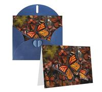 Blank Greetings Card 4'' X 6'' With Envelopes, Monarch Butterflies Thank You Cards Note Cards Blue All Occasion Cards For Christmas Holidays Birthday Graduation Anniversaries