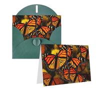 Blank Greetings Card 4'' X 6'' With Envelopes, Monarch Butterflies Thank You Cards Note Cards Dark Green All Occasion Cards For Christmas Holidays Birthday Graduation Anniversaries