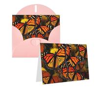 Blank Greetings Card 4'' X 6'' With Envelopes, Monarch Butterflies Thank You Cards Note Cards Pink All Occasion Cards For Christmas Holidays Birthday Graduation Anniversaries