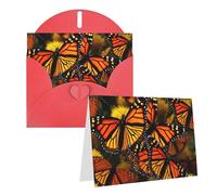 Blank Greetings Card 4'' X 6'' With Envelopes, Monarch Butterflies Thank You Cards Note Cards Red All Occasion Cards For Christmas Holidays Birthday Graduation Anniversaries