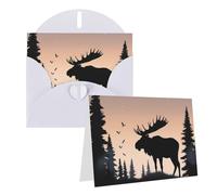 Blank Greetings Card 4'' X 6'' With Envelopes, Moose Mountain Pine Tree Wilderness Thank You Cards Note Cards White All Occasion Cards For Christmas Holidays Birthday Graduation Anniversaries