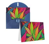 Blank Greetings Card 4'' X 6'' With Envelopes, Multicolor Leaf Weed Art Thank You Cards Note Cards Blue All Occasion Cards For Christmas Holidays Birthday Graduation Anniversaries