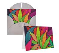 Blank Greetings Card 4'' X 6'' With Envelopes, Multicolor Leaf Weed Art Thank You Cards Note Cards Gray All Occasion Cards For Christmas Holidays Birthday Graduation Anniversaries
