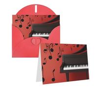 Blank Greetings Card 4'' X 6'' With Envelopes, Music Note Piano Thank You Cards Note Cards Red All Occasion Cards For Christmas Holidays Birthday Graduation Anniversaries