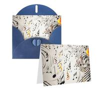 Blank Greetings Card 4'' X 6'' With Envelopes, Music Notes Print Thank You Cards Note Cards Blue All Occasion Cards For Christmas Holidays Birthday Graduation Anniversaries