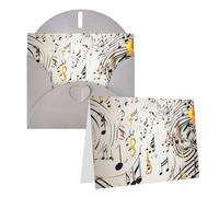 Blank Greetings Card 4'' X 6'' With Envelopes, Music Notes Print Thank You Cards Note Cards Gray All Occasion Cards For Christmas Holidays Birthday Graduation Anniversaries