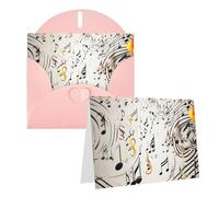 Blank Greetings Card 4'' X 6'' With Envelopes, Music Notes Print Thank You Cards Note Cards Pink All Occasion Cards For Christmas Holidays Birthday Graduation Anniversaries