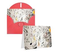 Blank Greetings Card 4'' X 6'' With Envelopes, Music Notes Print Thank You Cards Note Cards Red All Occasion Cards For Christmas Holidays Birthday Graduation Anniversaries