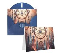 Blank Greetings Card 4'' X 6'' With Envelopes, Native American Dream Catcher Thank You Cards Note Cards Blue All Occasion Cards For Christmas Holidays Birthday Graduation Anniversaries