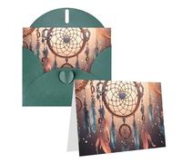 Blank Greetings Card 4'' X 6'' With Envelopes, Native American Dream Catcher Thank You Cards Note Cards Dark Green All Occasion Cards For Christmas Holidays Birthday Graduation Anniversaries