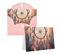 Blank Greetings Card 4'' X 6'' With Envelopes, Native American Dream Catcher Thank You Cards Note Cards Pink All Occasion Cards For Christmas Holidays Birthday Graduation Anniversaries