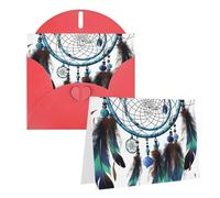 Blank Greetings Card 4'' X 6'' With Envelopes, Native American Dream Catcher Thank You Cards Note Cards Red All Occasion Cards For Christmas Holidays Birthday Graduation Anniversaries