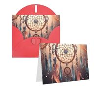 Blank Greetings Card 4'' X 6'' With Envelopes, Native American Dream Catcher Thank You Cards Note Cards Red All Occasion Cards For Christmas Holidays Birthday Graduation Anniversaries