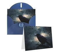 Blank Greetings Card 4'' X 6'' With Envelopes, Night Crow Thank You Cards Note Cards Blue All Occasion Cards For Christmas Holidays Birthday Graduation Anniversaries