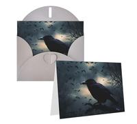 Blank Greetings Card 4'' X 6'' With Envelopes, Night Crow Thank You Cards Note Cards Gray All Occasion Cards For Christmas Holidays Birthday Graduation Anniversaries