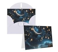 Blank Greetings Card 4'' X 6'' With Envelopes, Nightsky Hanging Moon Stars Thank You Cards Note Cards White All Occasion Cards For Christmas Holidays Birthday Graduation Anniversaries