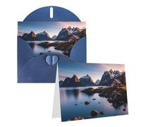 Blank Greetings Card 4'' X 6'' With Envelopes, Norway Islands Thank You Cards Note Cards Blue All Occasion Cards For Christmas Holidays Birthday Graduation Anniversaries