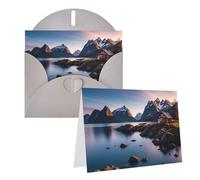 Blank Greetings Card 4'' X 6'' With Envelopes, Norway Islands Thank You Cards Note Cards Gray All Occasion Cards For Christmas Holidays Birthday Graduation Anniversaries