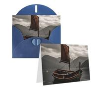 Blank Greetings Card 4'' X 6'' With Envelopes, Old Boat Thank You Cards Note Cards Blue All Occasion Cards For Christmas Holidays Birthday Graduation Anniversaries