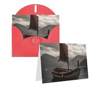 Blank Greetings Card 4'' X 6'' With Envelopes, Old Boat Thank You Cards Note Cards Red All Occasion Cards For Christmas Holidays Birthday Graduation Anniversaries