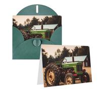 Blank Greetings Card 4'' X 6'' With Envelopes, Old Tractor Photo Farm Thank You Cards Note Cards Dark Green All Occasion Cards For Christmas Holidays Birthday Graduation Anniversaries