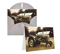 Blank Greetings Card 4'' X 6'' With Envelopes, Old Tractor Photo Farm Thank You Cards Note Cards Gray All Occasion Cards For Christmas Holidays Birthday Graduation Anniversaries