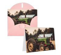 Blank Greetings Card 4'' X 6'' With Envelopes, Old Tractor Photo Farm Thank You Cards Note Cards Pink All Occasion Cards For Christmas Holidays Birthday Graduation Anniversaries