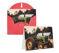 Blank Greetings Card 4'' X 6'' With Envelopes, Old Tractor Photo Farm Thank You Cards Note Cards Red All Occasion Cards For Christmas Holidays Birthday Graduation Anniversaries