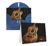 Blank Greetings Card 4'' X 6'' With Envelopes, Old West Guitar Thank You Cards Note Cards Blue All Occasion Cards For Christmas Holidays Birthday Graduation Anniversaries