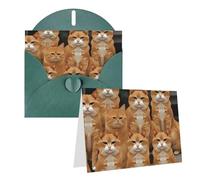 Blank Greetings Card 4'' X 6'' With Envelopes, Orange Cats Thank You Cards Note Cards Dark Green All Occasion Cards For Christmas Holidays Birthday Graduation Anniversaries