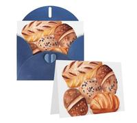 Blank Greetings Card 4'' X 6'' With Envelopes, Painted Bread Thank You Cards Note Cards Blue All Occasion Cards For Christmas Holidays Birthday Graduation Anniversaries